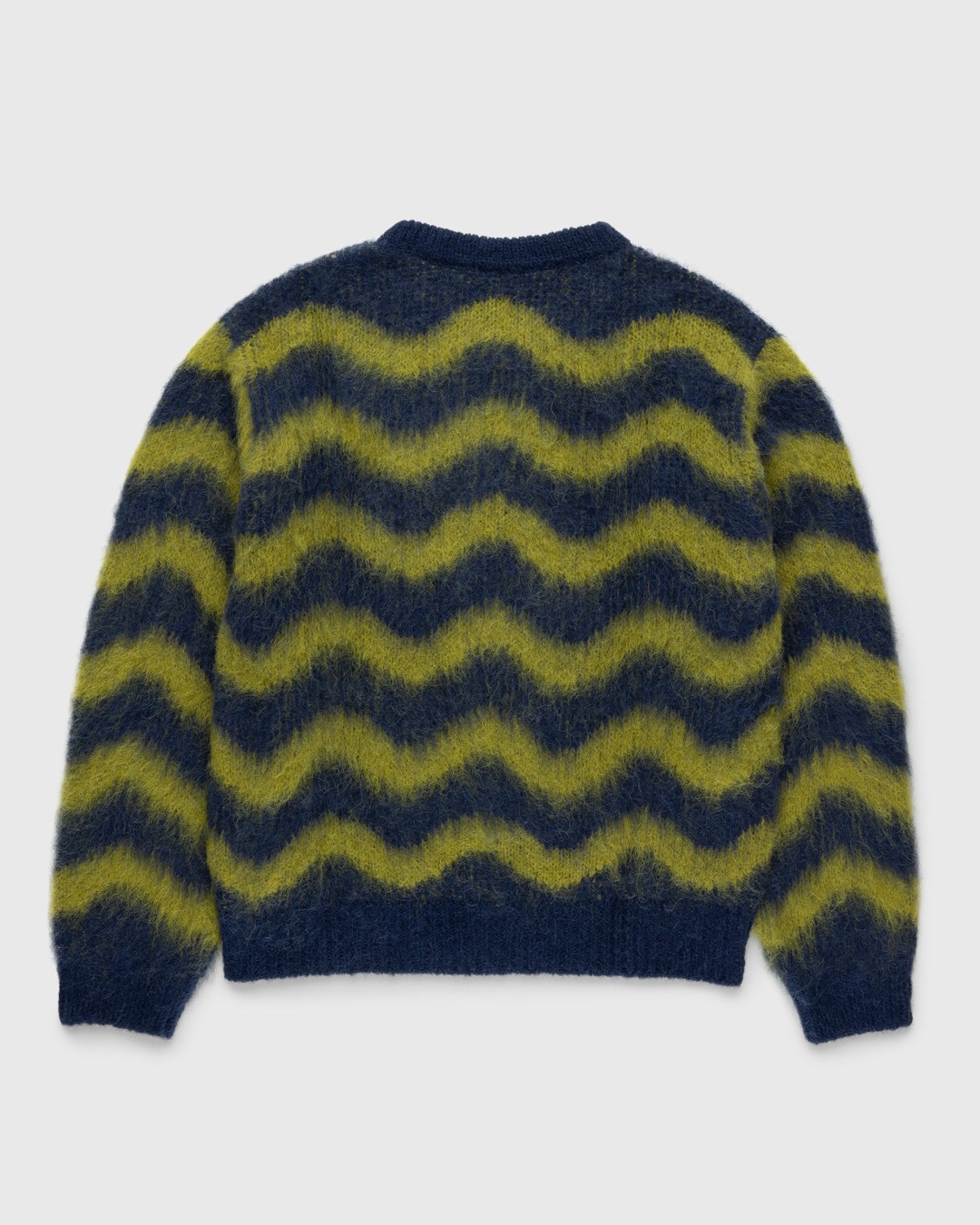 Highsnobiety HS05 – Alpaca Fuzzy Wave Sweater Navy/Olive Green - Knitwear - Multi - Image 2