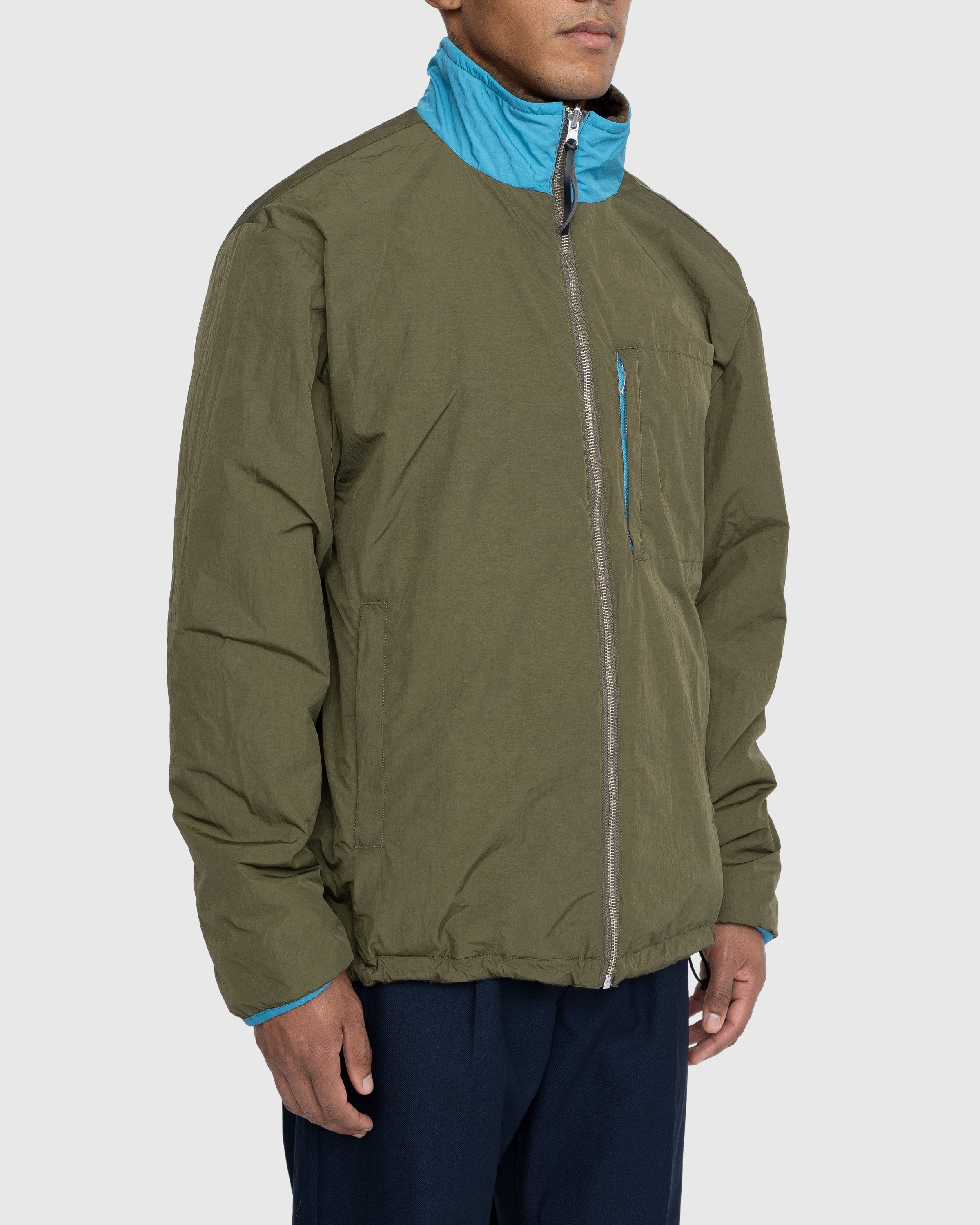 Highsnobiety – Reversible Polar Fleece Zip Jacket Steel Blue/Dark Green - Outerwear - Green - Image 4