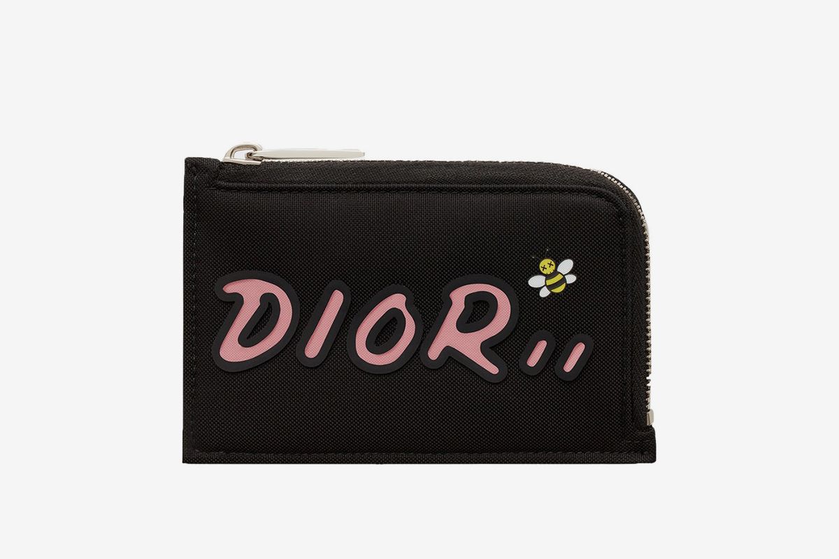 Dior x Kaws Card Holder Yellow Bees Black in Calfskin - US