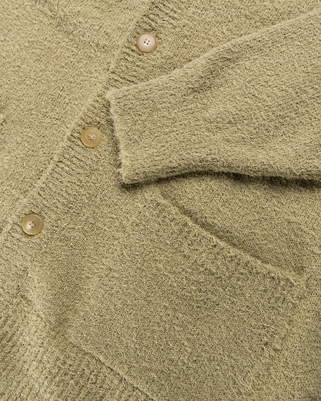 Auralee – Cotton Linen Shaggy Knit Cardigan Light Green - Cardigans - Green - Image 6