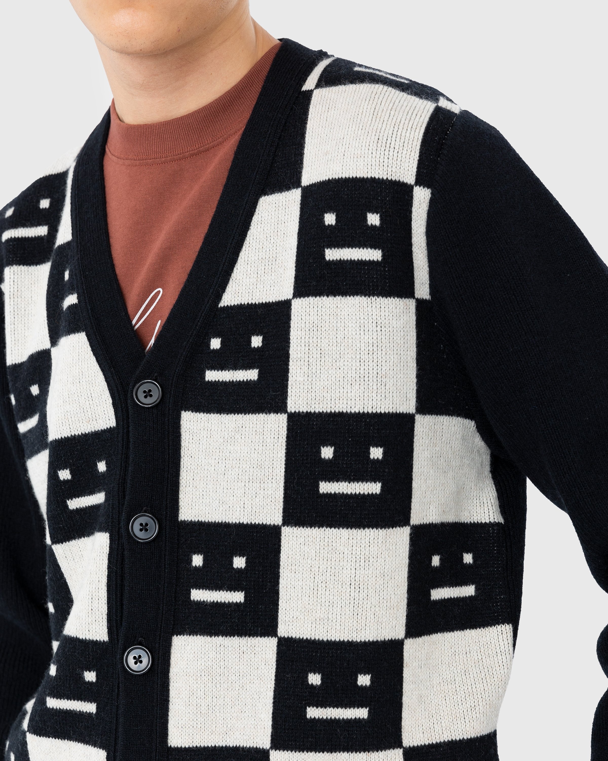 Acne Studios – Knit Wool Cardigan Black/Oatmeal Melange - Knitwear - Black - Image 6