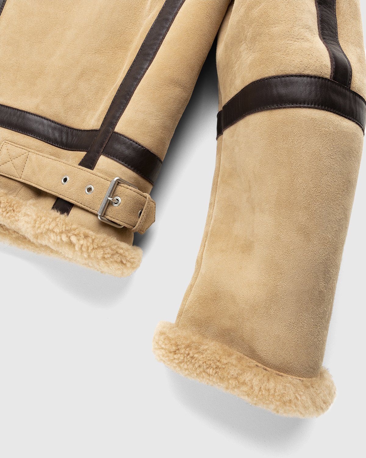 Acne Studios – Shearling Leather Jacket Almond Beige - Outerwear - Beige - Image 3