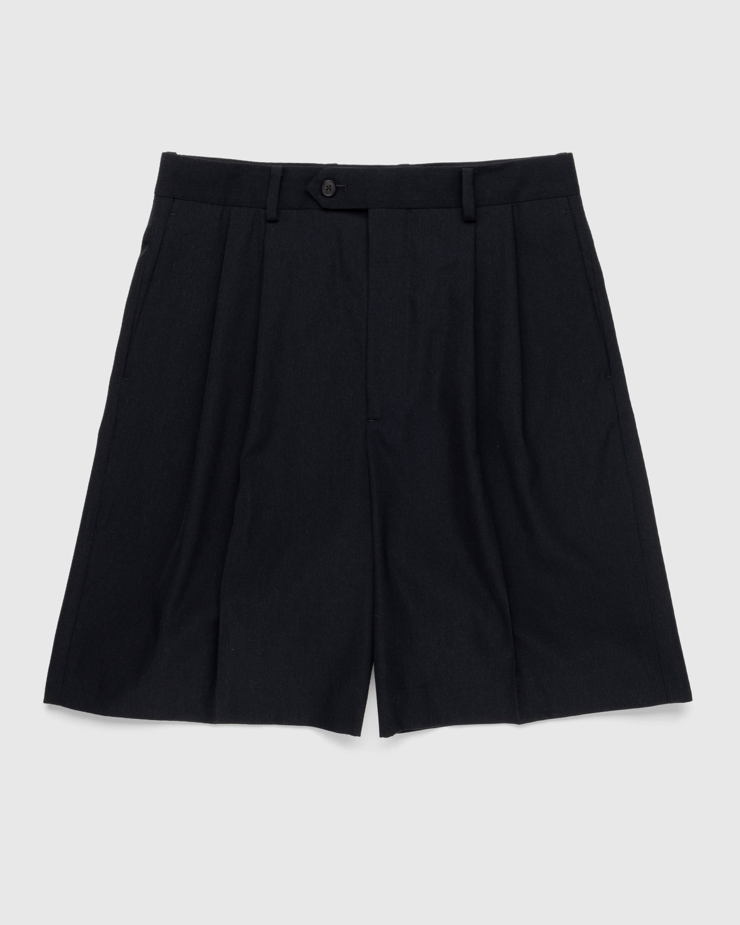 Auralee – Light Wool Max Gabardine Shorts Black - Shorts - Black - Image 1