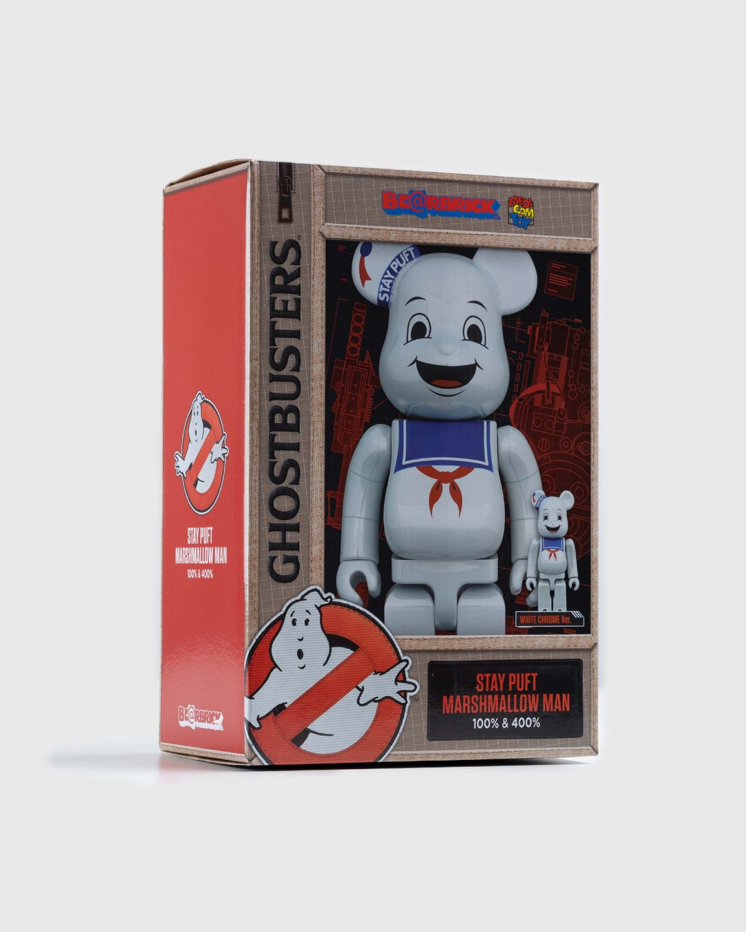 Medicom – BE@RBRICK STAY PUFT MARSHMALLOW MAN WHITE CHROME Ver. 100% & 400%