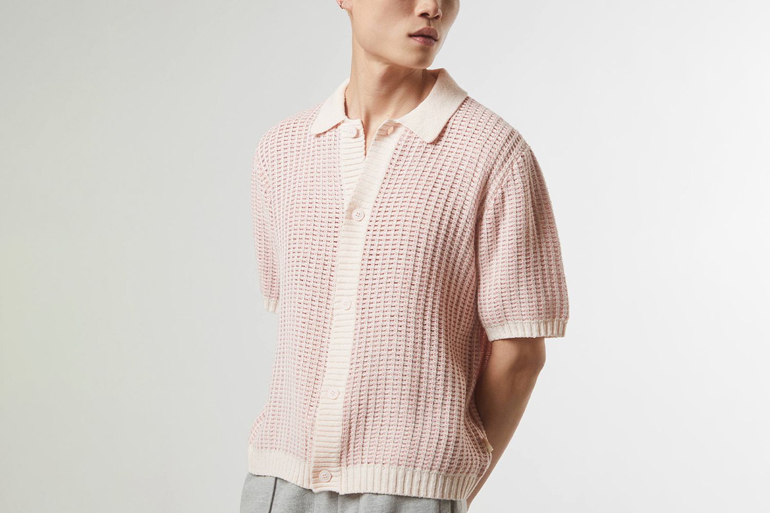 Aaron Open Stitch Button-Down Sweater