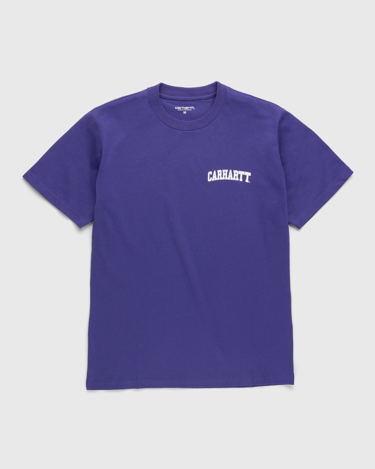 Carhartt WIP – University Script T-Shirt Razzmic White - Tops - Purple - Image 1