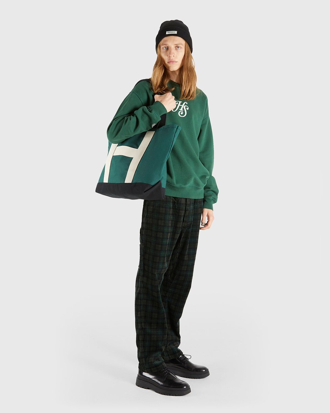 Highsnobiety – Logo Fleece Staples Crew Campus Green - Sweats - Green - Image 5
