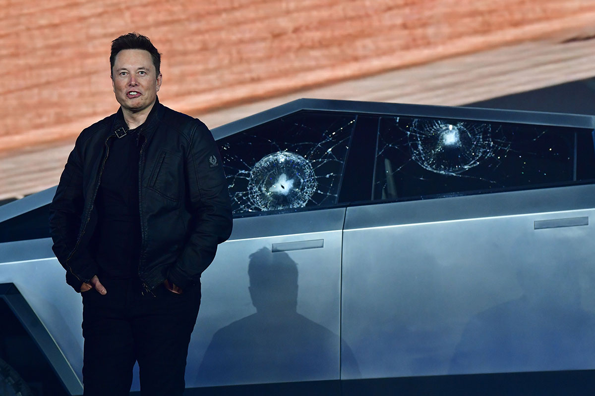 Elon Musk after the Tesla Cybertruck's windows smashed