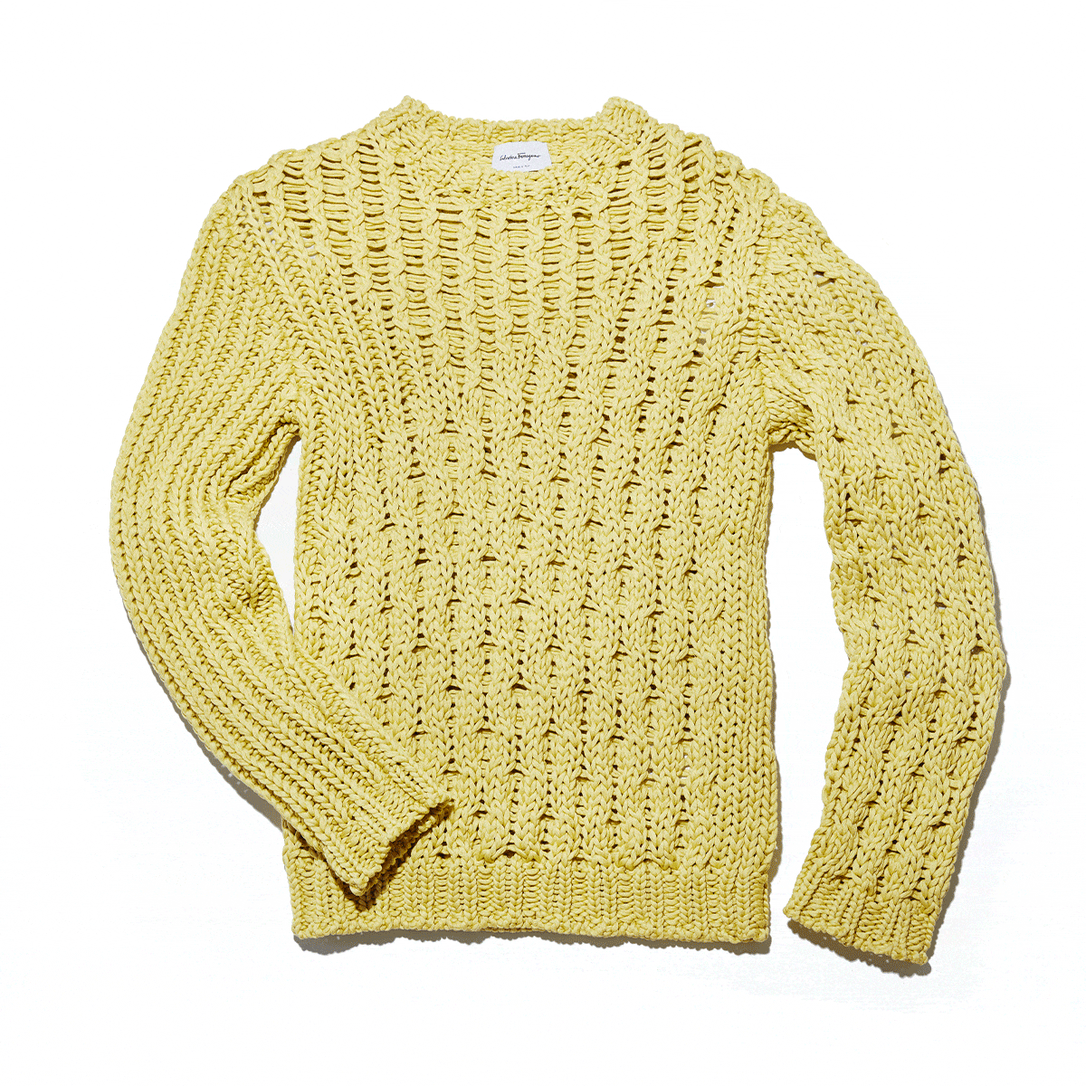 yellow cable sweater